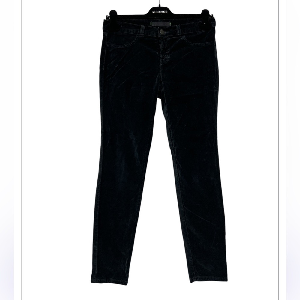 J BRAND 801 Low Rise Velvet Skinny Pants in Charcoal